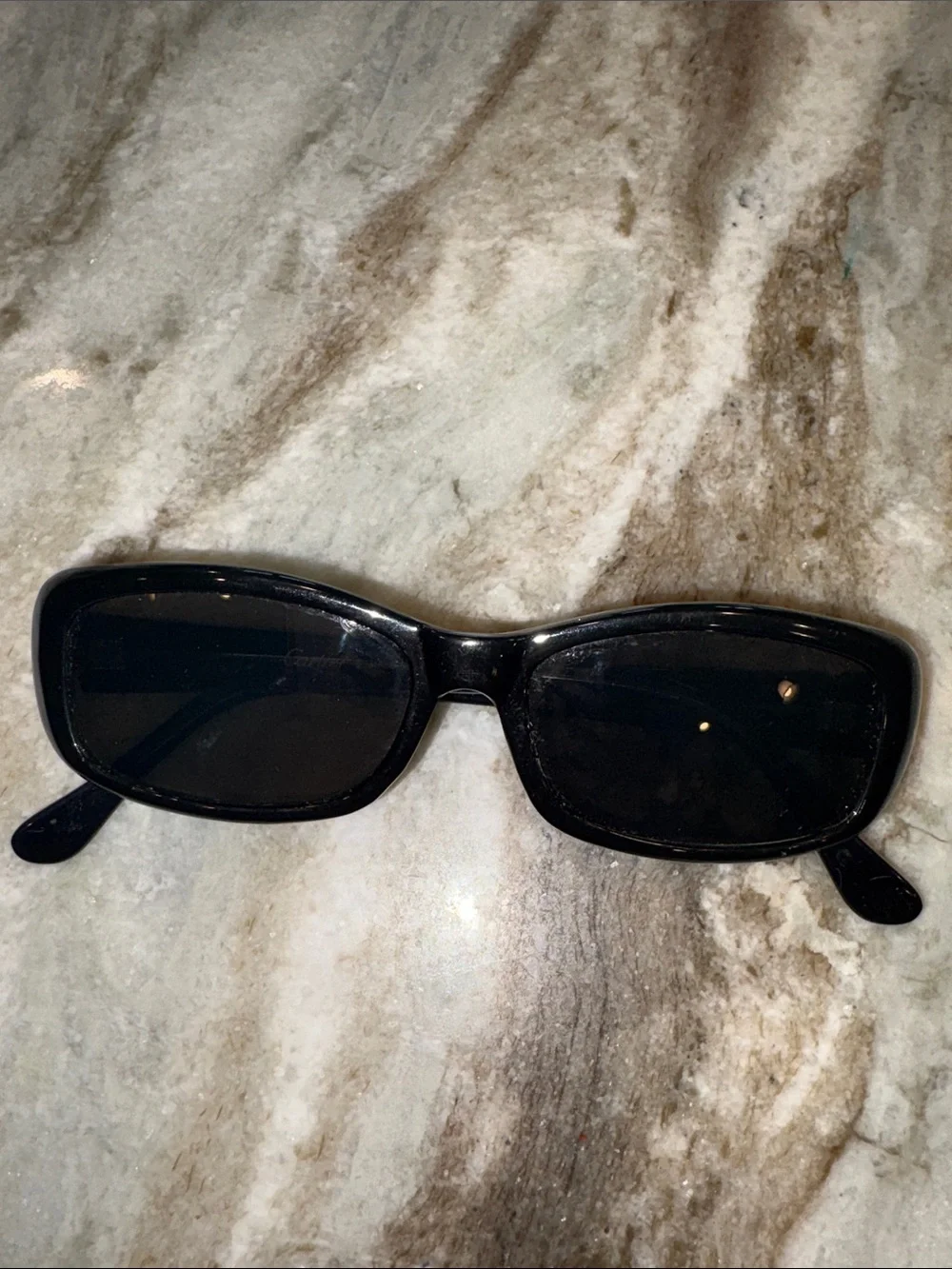 Vintage Designer Classic Black Women's Rectangle Sunglasses